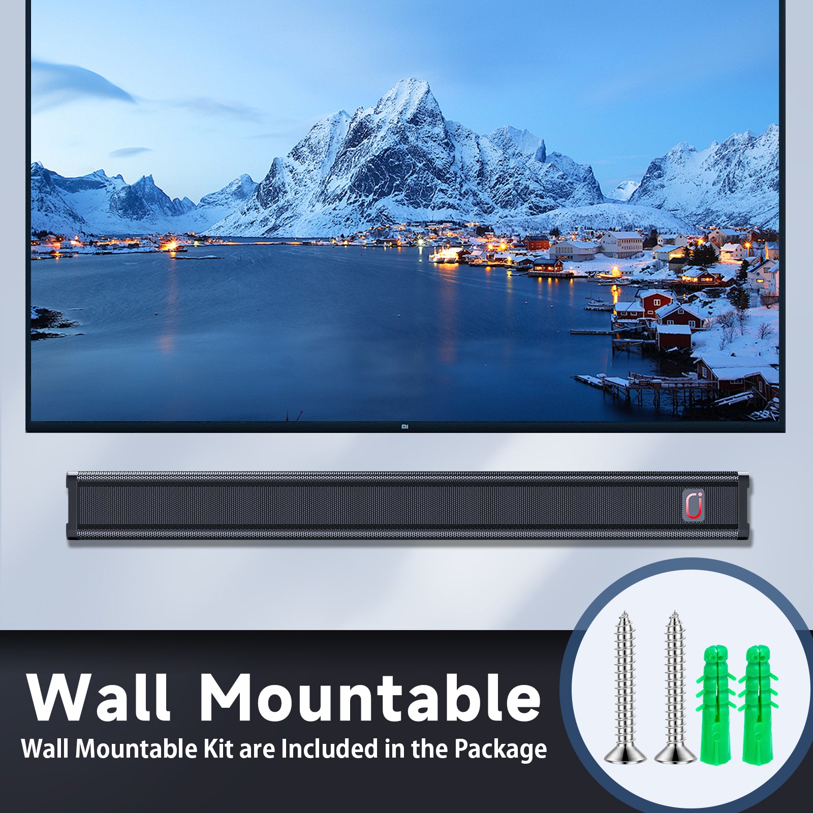JYX H7 31.5In Soundbar for TV & 3D Surround Sound Bar for TV with Subwoofer & Wall Mountable