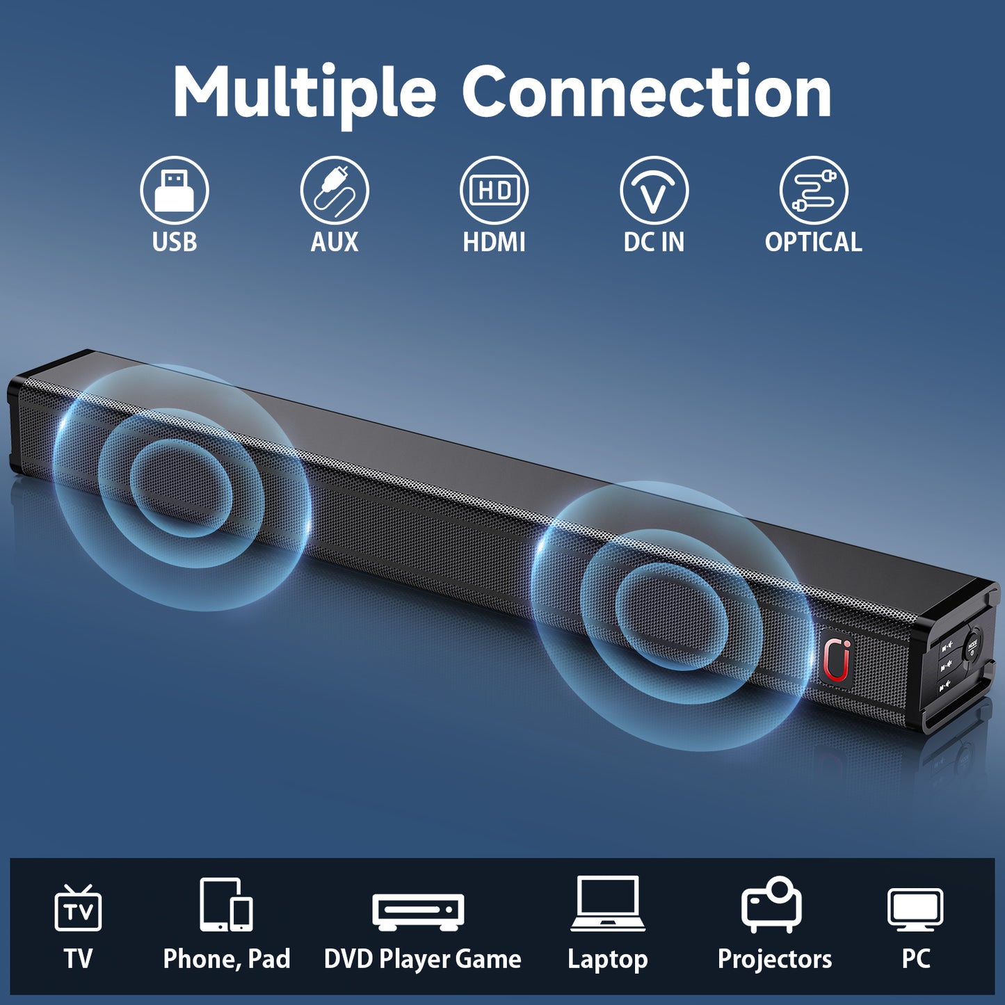 JYX H7 31.5In Soundbar for TV & 3D Surround Sound Bar for TV with Subwoofer & Wall Mountable