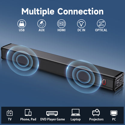 JYX H7 31.5In Soundbar for TV & 3D Surround Sound Bar for TV with Subwoofer & Wall Mountable